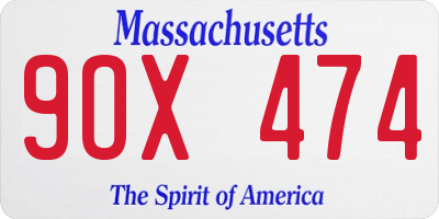 MA license plate 9OX474