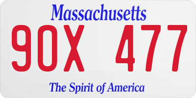 MA license plate 9OX477
