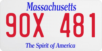 MA license plate 9OX481