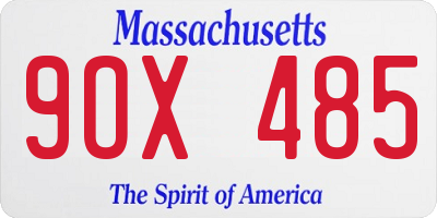 MA license plate 9OX485