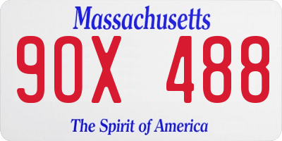 MA license plate 9OX488
