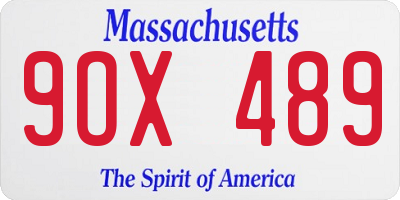 MA license plate 9OX489