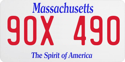 MA license plate 9OX490