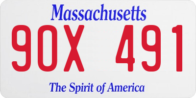 MA license plate 9OX491