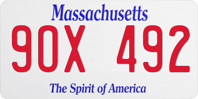 MA license plate 9OX492