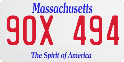 MA license plate 9OX494