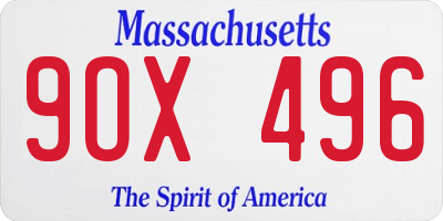 MA license plate 9OX496