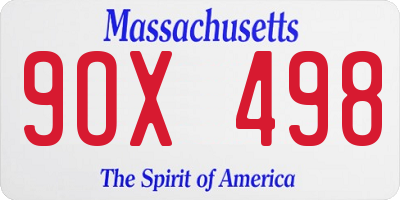 MA license plate 9OX498