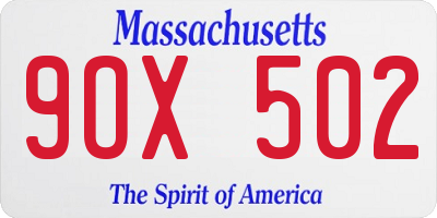 MA license plate 9OX502