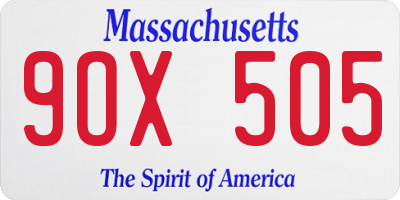 MA license plate 9OX505