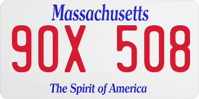 MA license plate 9OX508