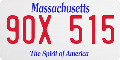 MA license plate 9OX515