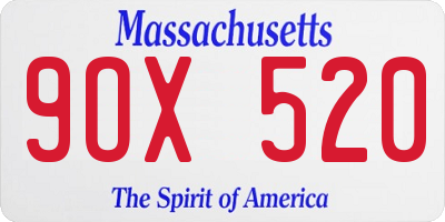 MA license plate 9OX520