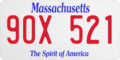 MA license plate 9OX521