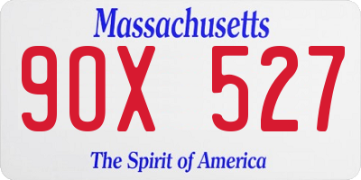 MA license plate 9OX527