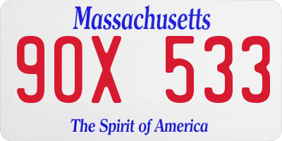 MA license plate 9OX533