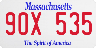 MA license plate 9OX535