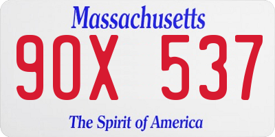 MA license plate 9OX537