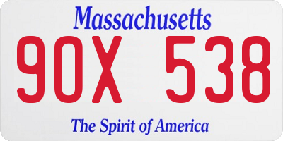 MA license plate 9OX538