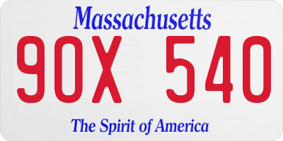 MA license plate 9OX540