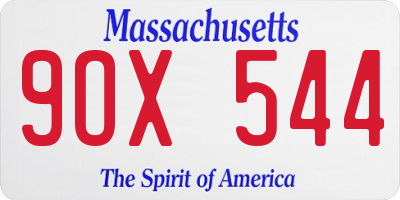 MA license plate 9OX544