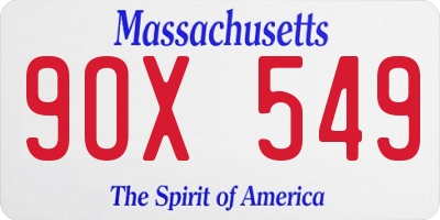 MA license plate 9OX549