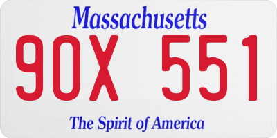 MA license plate 9OX551