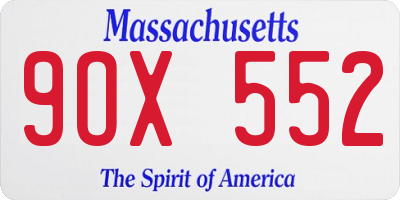 MA license plate 9OX552