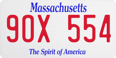 MA license plate 9OX554