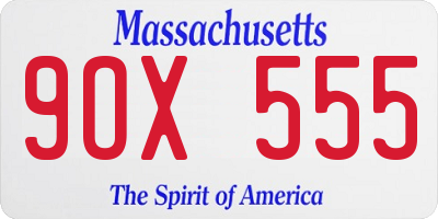 MA license plate 9OX555