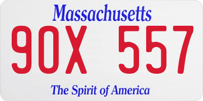 MA license plate 9OX557