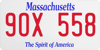 MA license plate 9OX558