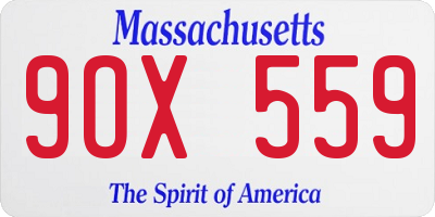 MA license plate 9OX559