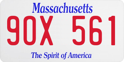 MA license plate 9OX561