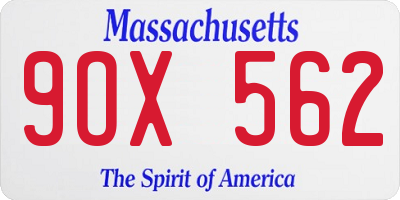 MA license plate 9OX562