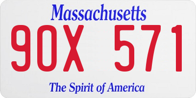 MA license plate 9OX571