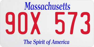 MA license plate 9OX573