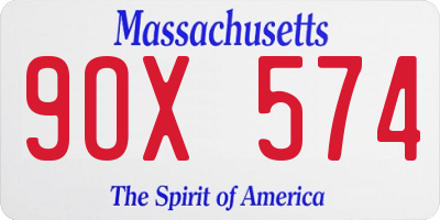 MA license plate 9OX574