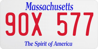 MA license plate 9OX577
