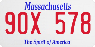 MA license plate 9OX578