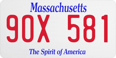 MA license plate 9OX581