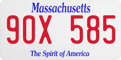 MA license plate 9OX585