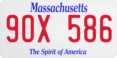 MA license plate 9OX586
