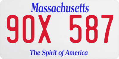 MA license plate 9OX587