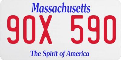 MA license plate 9OX590