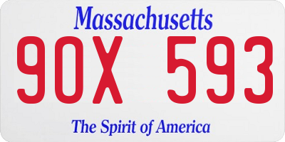 MA license plate 9OX593