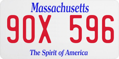MA license plate 9OX596