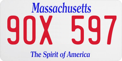 MA license plate 9OX597