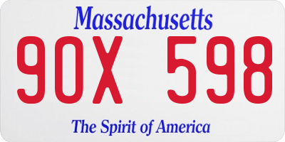 MA license plate 9OX598