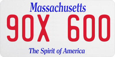 MA license plate 9OX600